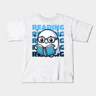 Reading Cartoon Ghost Kids T-Shirt
